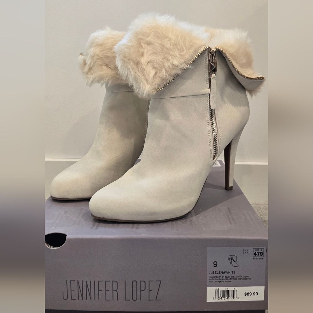 Womens Jennifer Lopez Faux Fur Ankle Booties Size 9 NIB